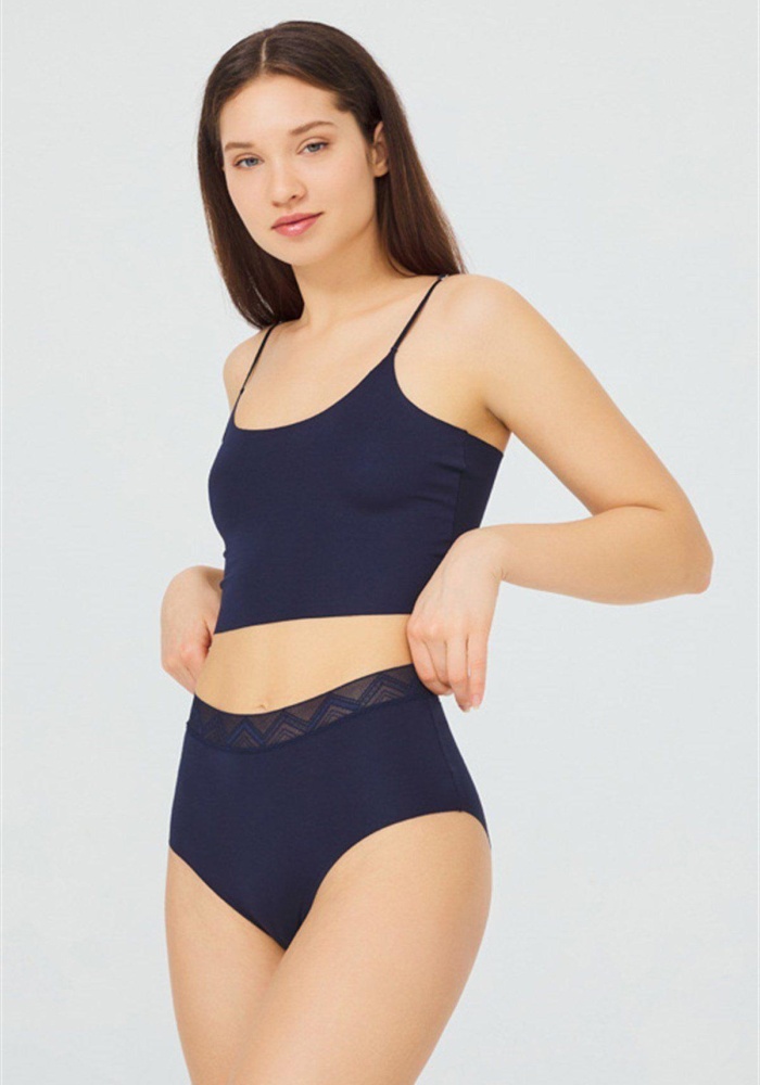 Desenli Lastikli Yüksek Bel Lazer Kesim Kadın Bikini Külot CH4039