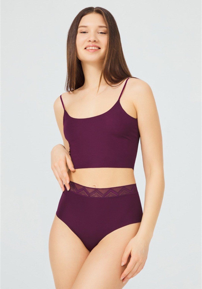 Desenli Lastikli Yüksek Bel Lazer Kesim Kadın Bikini Külot CH4039