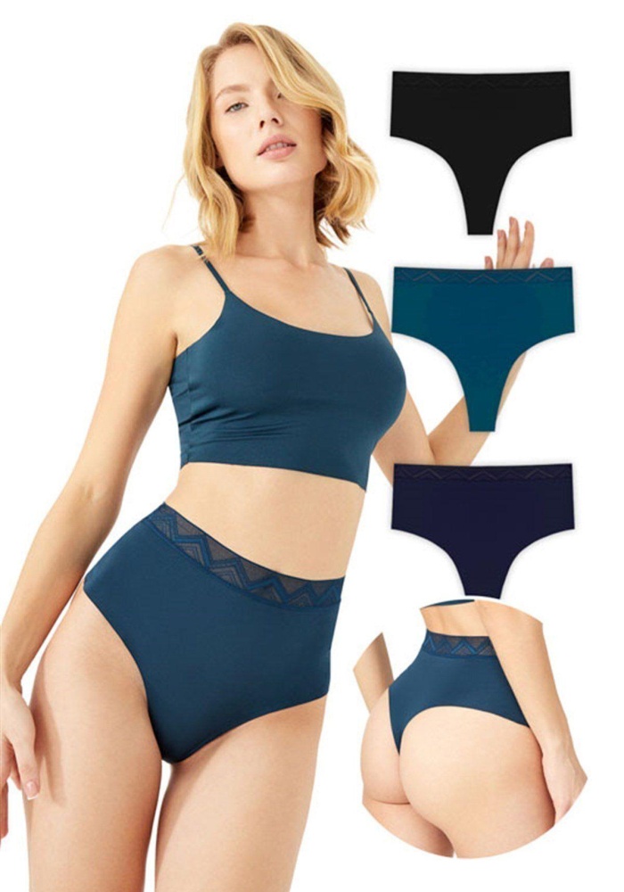 Basic Yüksek Bel Kadın Lazer Kesim Tanga Külot CH4800