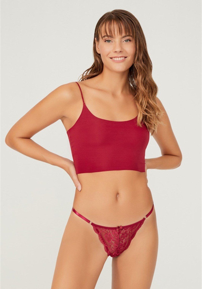 Önü Dantelli Tül Detaylı Kadın Tanga Külot CH6035