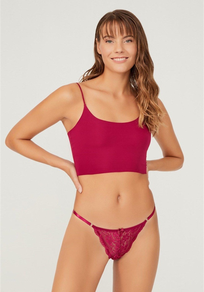 Önü Dantelli Tül Detaylı Kadın Tanga Külot CH6035