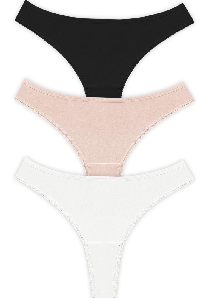 Basic Pamuklu Dantel Detaylı Kadın Tanga Külot CH6042