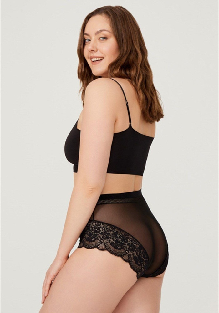 Dantel Detaylı Transparan Büyük Beden Bikini Külot CH6059