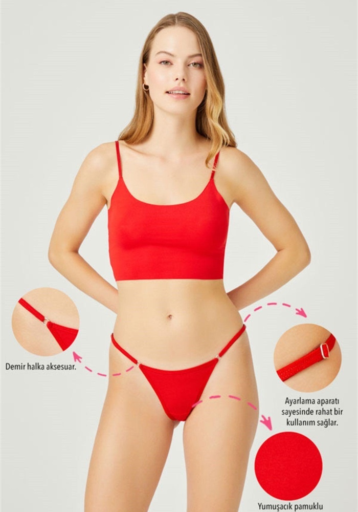 Pamuklu Beli Ayarlanır Kadın Tanga Külot CH6107
