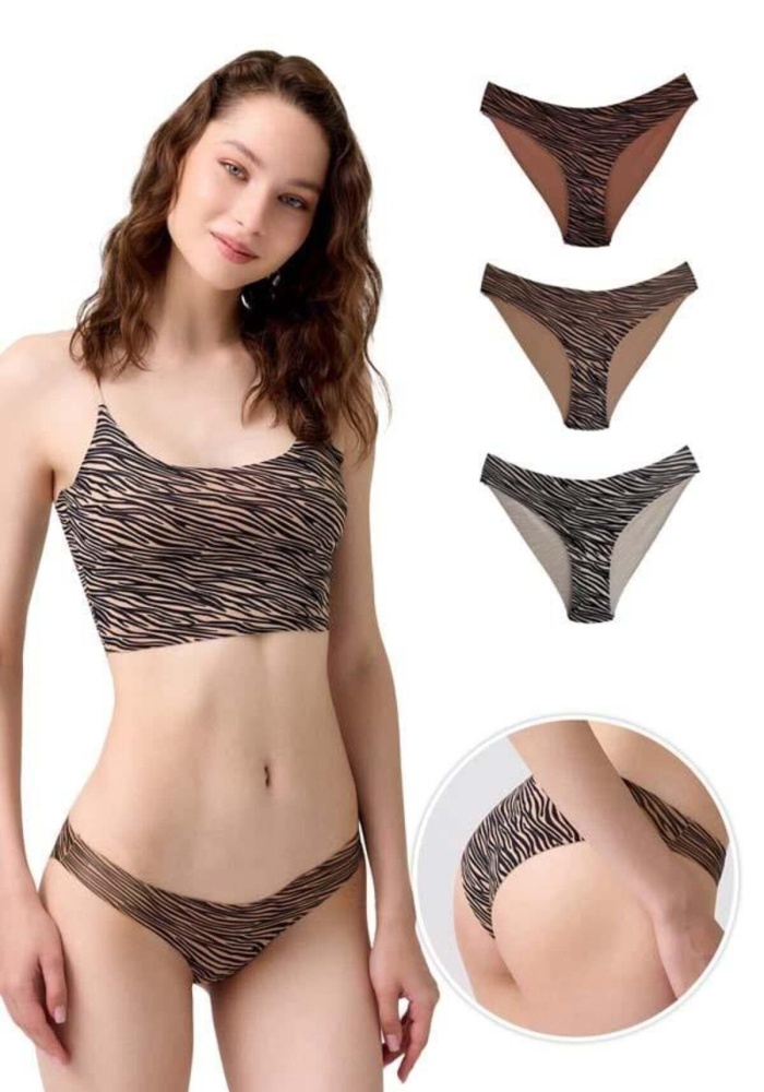 Desenli Basic Lazer Kesim Bikini Külot CH6179