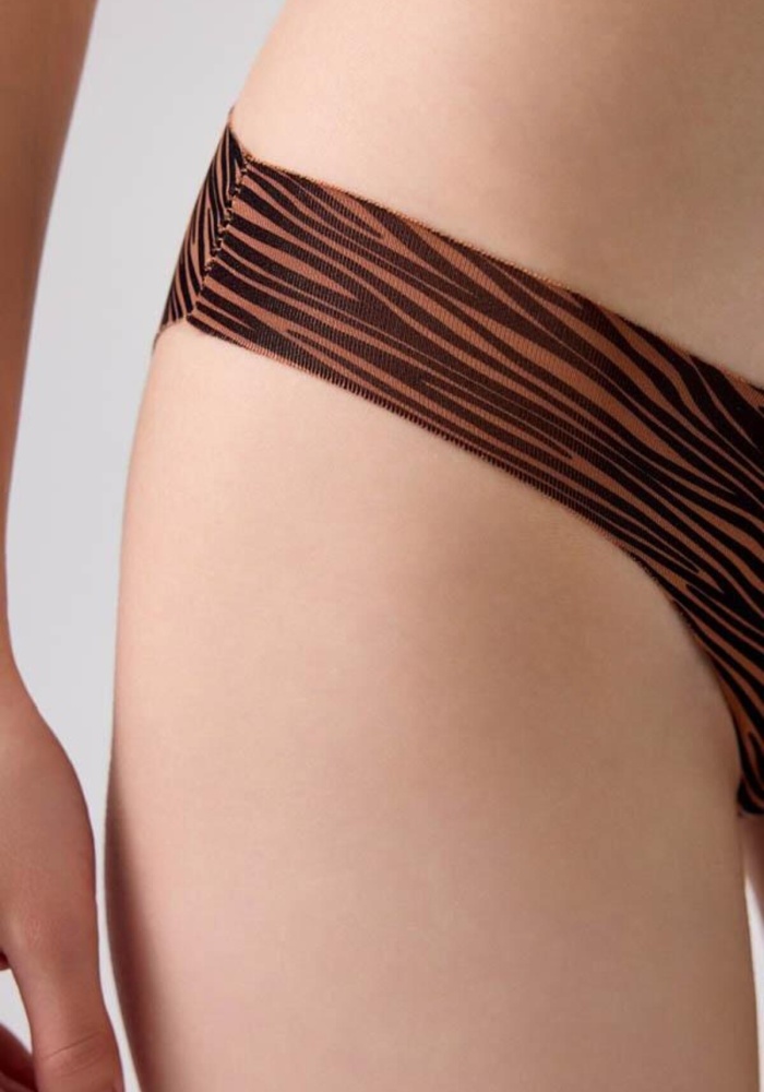 Desenli Basic Lazer Kesim Bikini Külot CH6179