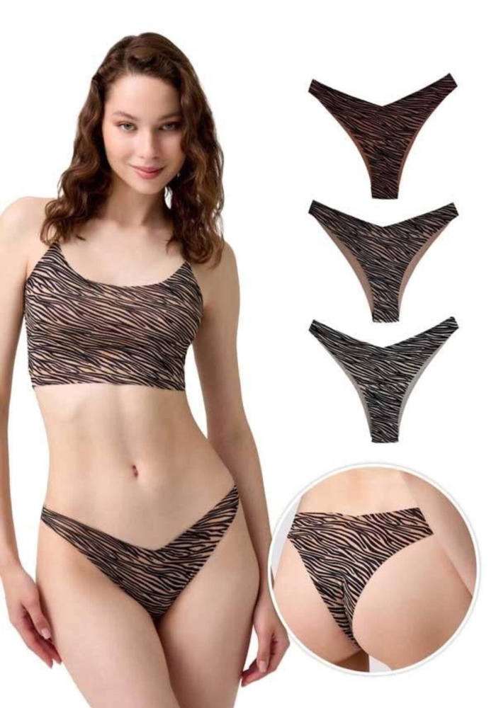 Desenli Basic Lazer Kesim Brezilya Külot CH6180