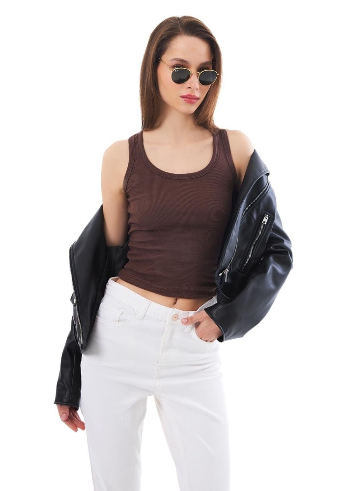 Pamuklu Kalın Askılı Fitilli Kadın Atlet CH1761