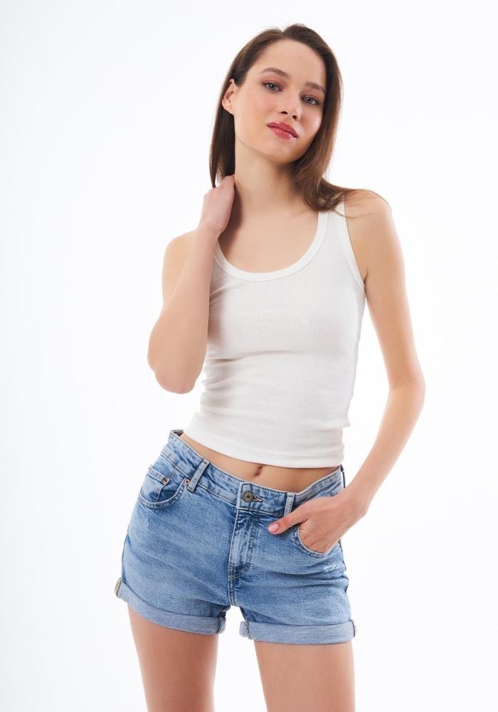 Pamuklu Kalın Askılı Fitilli Kadın Atlet CH1761