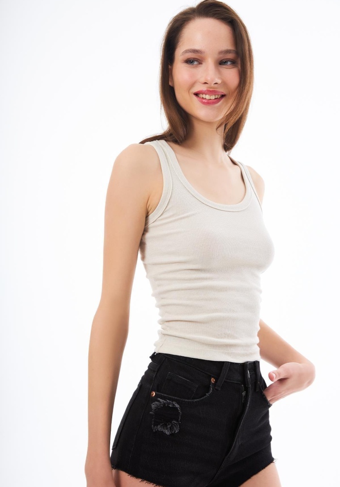 Pamuklu Kalın Askılı Fitilli Kadın Atlet CH1761