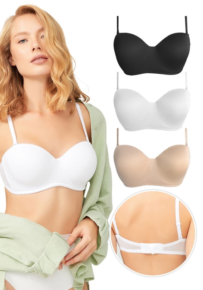 Balenli Toparlayıcı Dolgusuz Straplez Lotus Sütyen CH1100