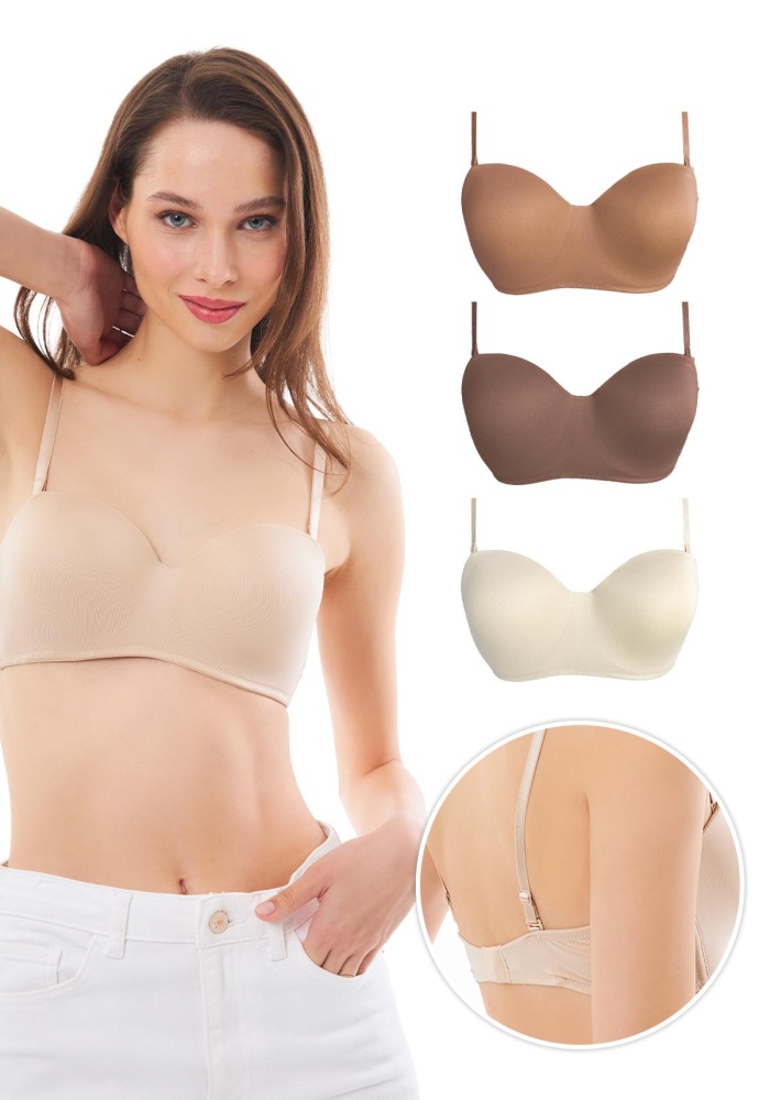 Balenli Toparlayıcı Dolgusuz Straplez Lotus Sütyen CH1100