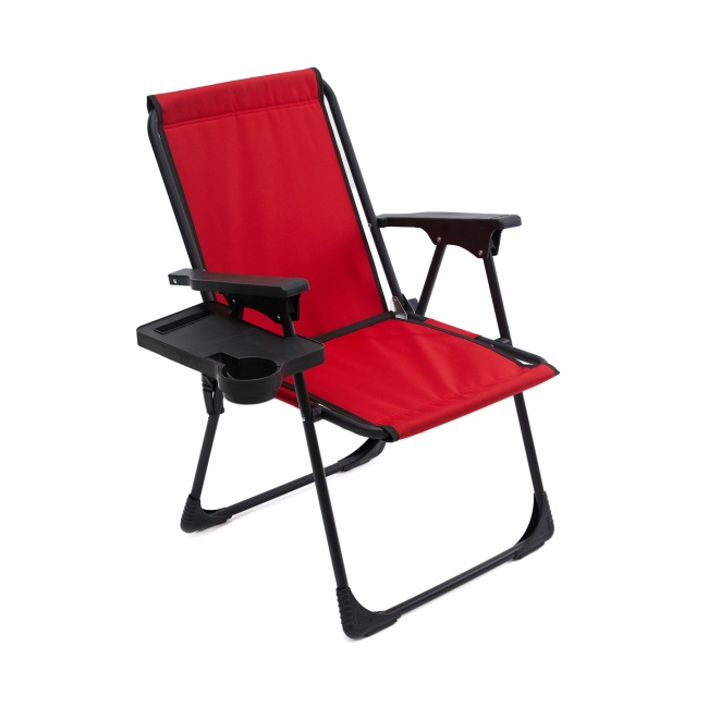 Kamp Sandalyesi Katlanır Piknik Sandalye Dikdörtgen Bardaklıklı Kırmızı
