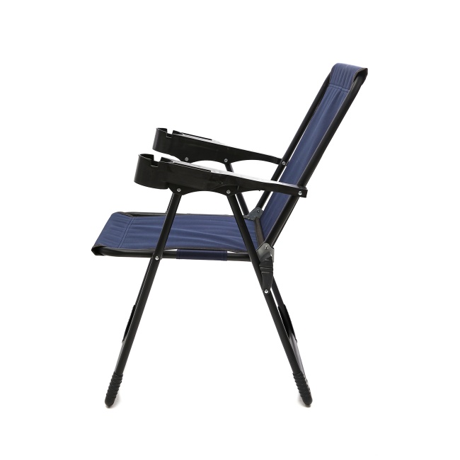 4 Adet Kamp Sandalyesi Bardaklıklı Lüks Piknik Sandalye Lacivert + Katlanır Mdf Masa
