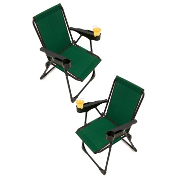 Silva 2 Adet Kamp Sandalyesi Bardaklıklı Lüks Piknik Sandalye Yeşil