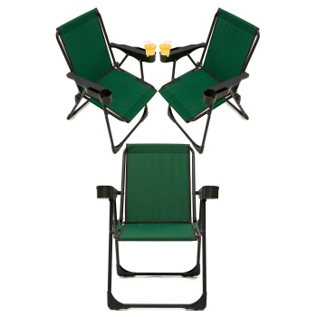 Silva 3 Adet Kamp Sandalyesi Bardaklıklı Lüks Piknik Sandalye Yeşil