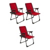 Natura 3 Adet Kamp Sandalyesi Katlanır Piknik Sandalye Oval Bardaklıklı Kırmızı