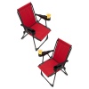 Silva 2 Adet Kamp Sandalyesi Bardaklıklı Lüks Piknik Sandalye Kırmızı
