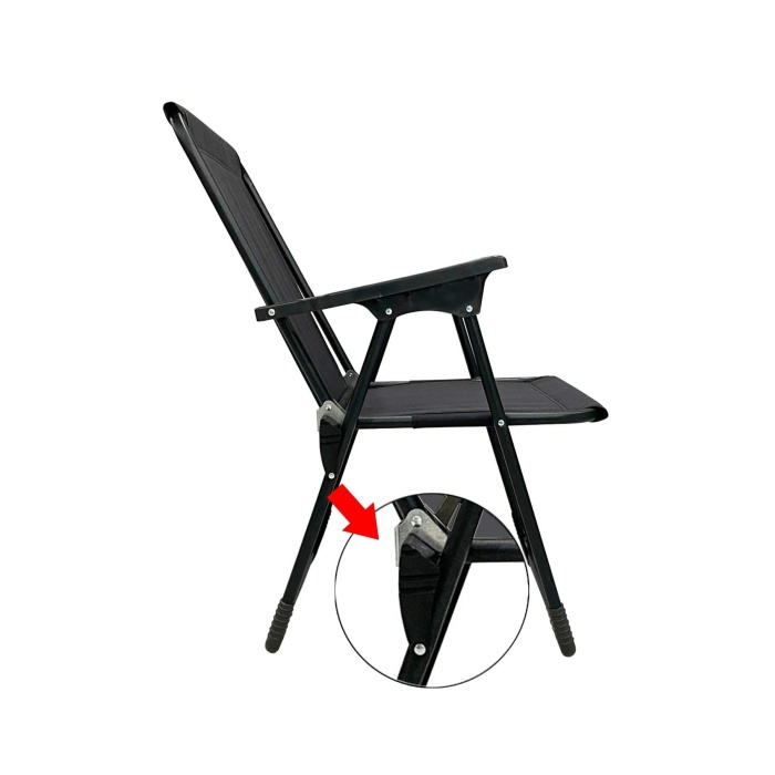 Natura 2 Adet Kamp Sandalyesi Piknik Sandalye Siyah + Katlanır MDF Masa