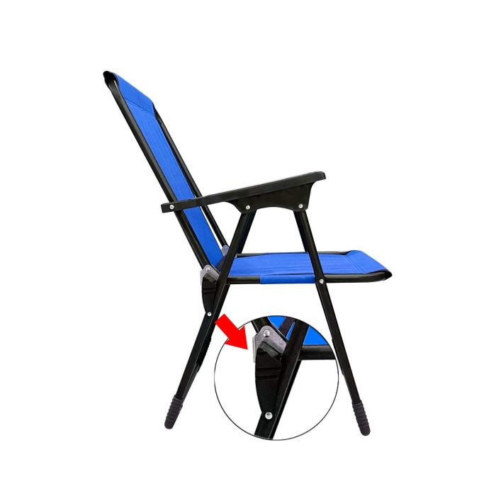 Natura 2 Adet Kamp Sandalyesi Piknik Sandalye Oval Bardaklıklı Mavi + Katlanır MDF Masa