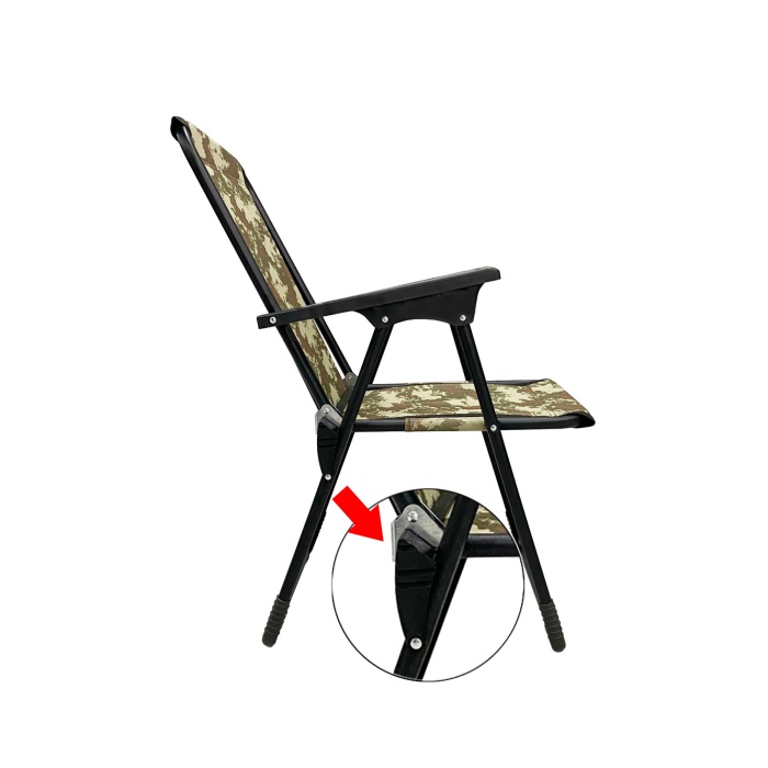 Natura 3 Adet Kamp Sandalyesi Katlanır Piknik Sandalye Dikdörtgen Bardaklıklı Kamuflaj
