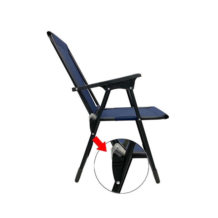 Natura 3 Adet Kamp Sandalyesi Piknik Sandalye Lacivert + Katlanır MDF Masa