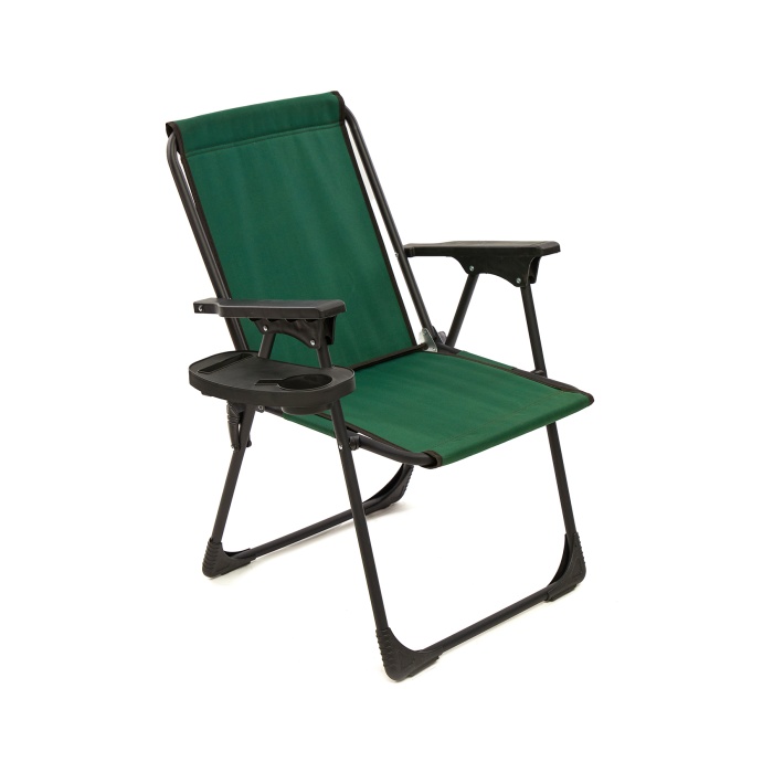 Natura Kamp Sandalyesi Katlanır Piknik Sandalye Oval Bardaklıklı Yeşil