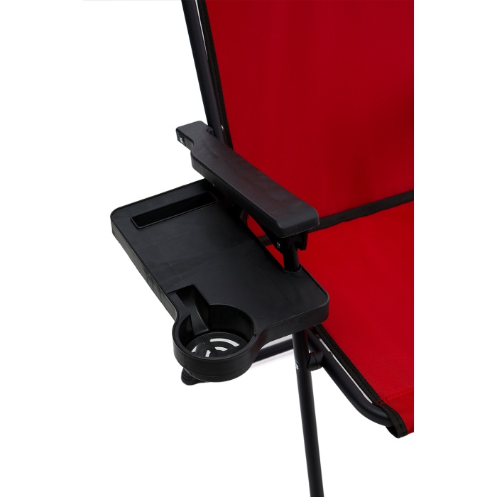 Natura 4 Adet Kamp Sandalyesi Piknik Sandalye Dikdörtgen Bardaklıklı Kırmızı + Katlanır MDF Masa