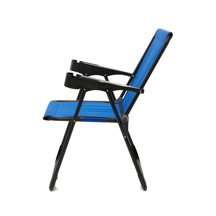 Silva 3 Adet Kamp Sandalyesi Bardaklıklı Lüks Piknik Sandalye Mavi + Katlanır Mdf Masa