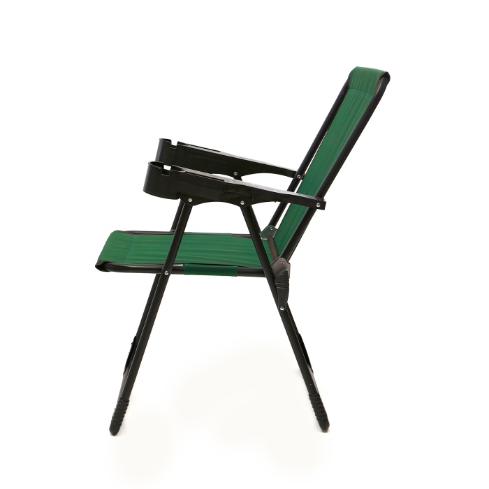 Silva 3 Adet Kamp Sandalyesi Bardaklıklı Lüks Piknik Sandalye Yeşil + Katlanır Mdf Masa