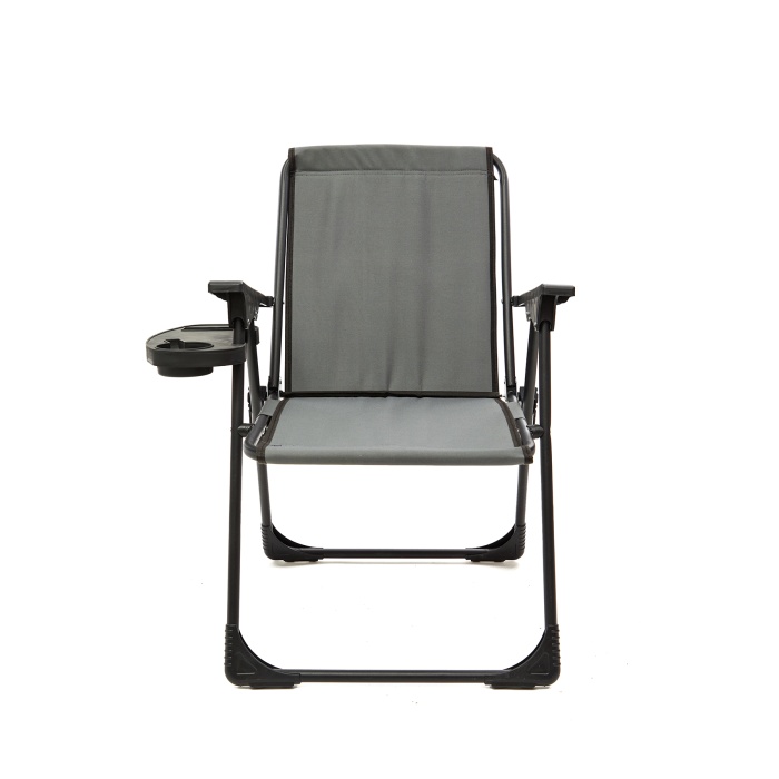Natura 3 Adet Kamp Sandalyesi Piknik Sandalye Oval Bardaklıklı Gri + Katlanır MDF Masa