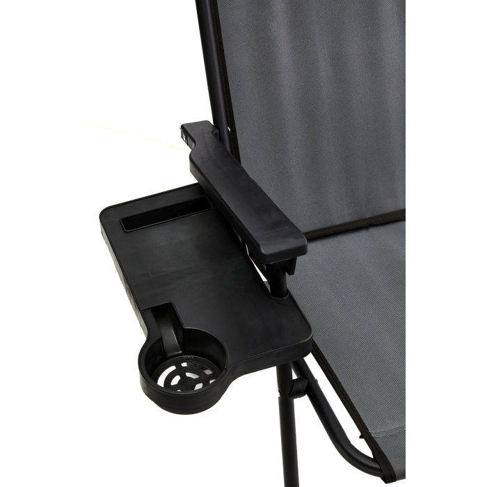 Natura 4 Adet Kamp Sandalyesi Piknik Sandalye Dikdörtgen Bardaklıklı Gri + Katlanır MDF Masa
