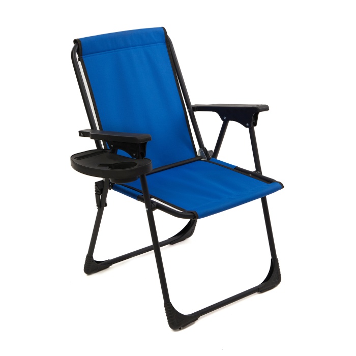 Natura Kamp Sandalyesi Katlanır Piknik Sandalye Oval Bardaklıklı Mavi