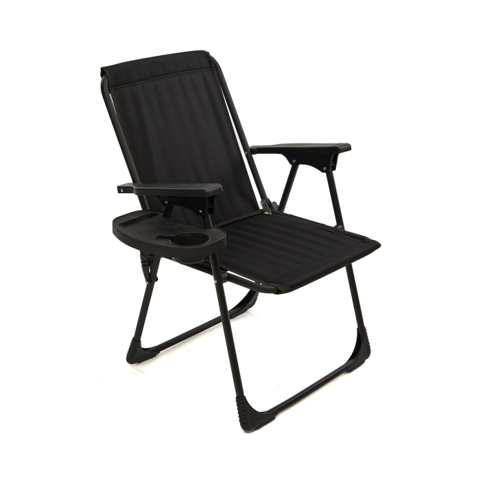 Natura Kamp Sandalyesi Katlanır Piknik Sandalye Oval Bardaklıklı Siyah