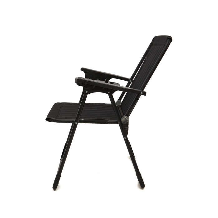 Natura 3 Adet Katlanır Kamp Sandalyesi Piknik Sandalyesi Oval Bardaklıklı Siyah