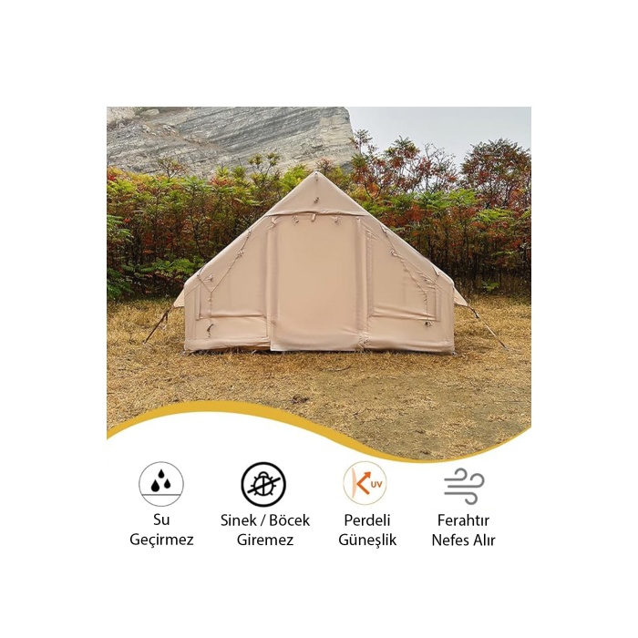 6 Kişilik 4 Mevsim Şişme Kamp Çadırı 6m2 300cm x 200cm x 210cm 420D Kumaş
