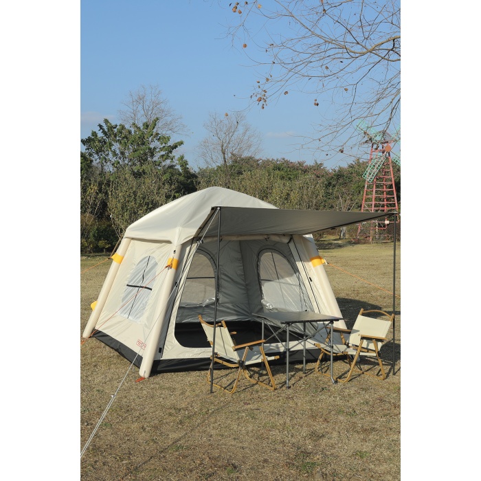 4 Kişilik Otomatik Şişme Kamp Çadırı Dahili Pompalı Şarjlı Motorlu 220cm x 220cm x 175cm