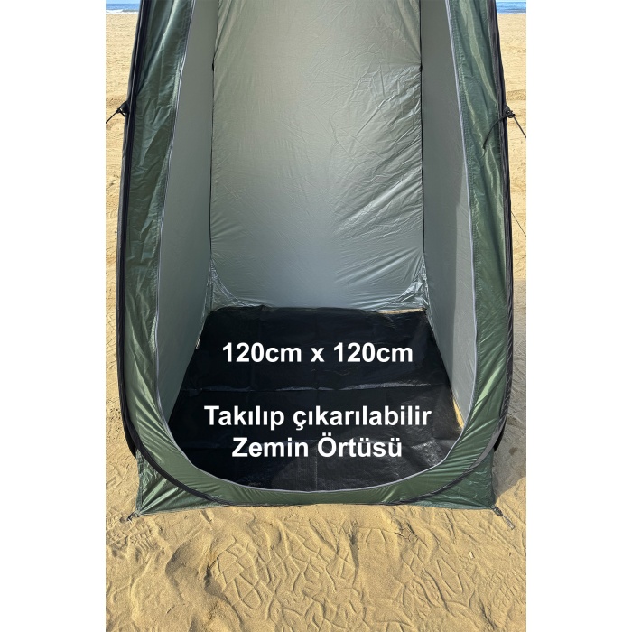 Çok Amaçlı Kamp WC Duş Giyinme Çadırı Zemin Matlı 120cm x 120cm x 190cm
