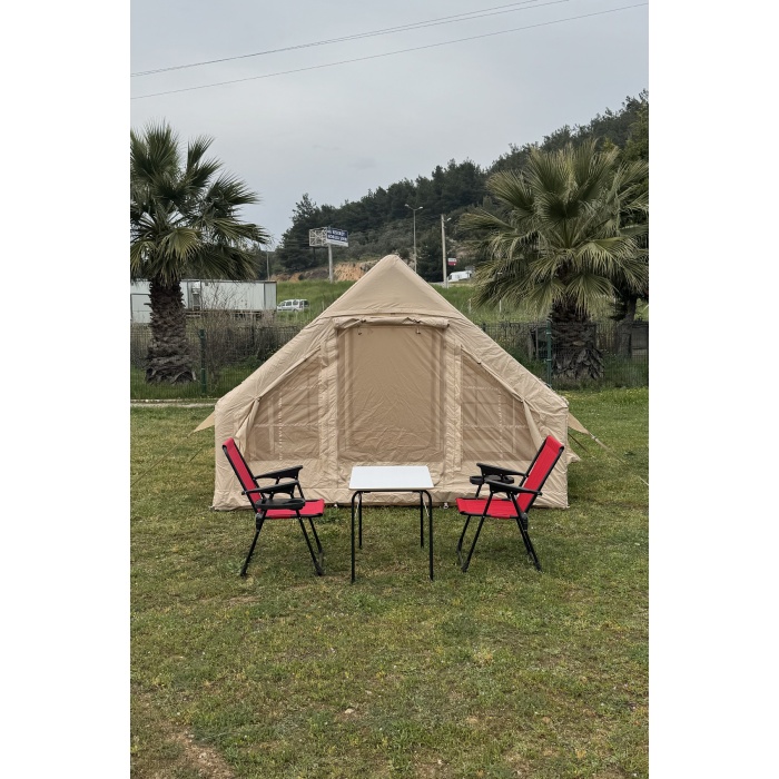 6 Kişilik 4 Mevsim Şişme Kamp Çadırı 6m2 300cm x 200cm x 210cm 420D Kumaş