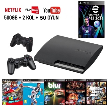 Ps3 500gb + 2 Kol + 45 Oyun + 3 Ay Kasko Hediye