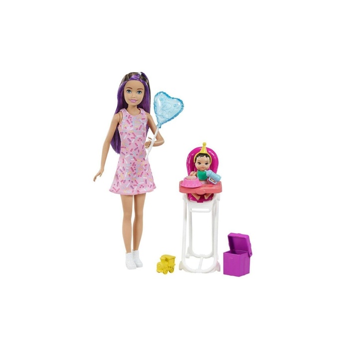 Barbie Bebek Bakıcılığı Mama Sandalyeli Oyun Seti