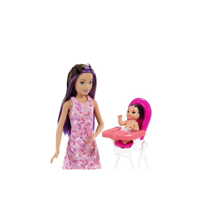 Barbie Bebek Bakıcılığı Mama Sandalyeli Oyun Seti