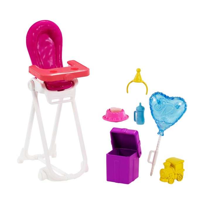 Barbie Bebek Bakıcılığı Oyun Seti Mama Sandalyeli