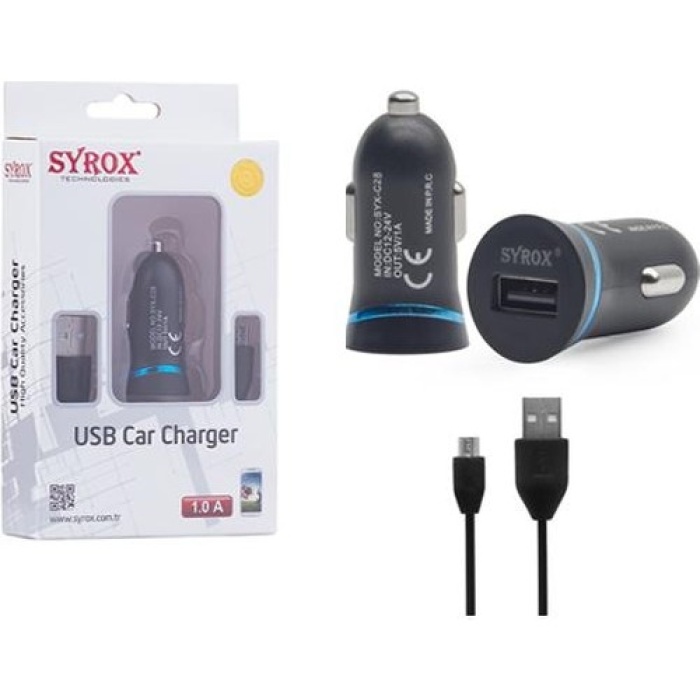 Syrox C28 Araç İçi 1.0A Şarj Micro Usb Tüm Modellere Uyumlu