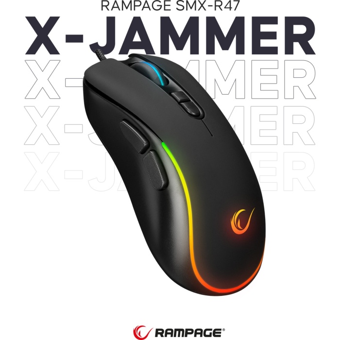 Rampage SMX-R47 X-Jammer USB Siyah Rgb Işıklı 7200 Dpi Gaming Oyuncu Mouse