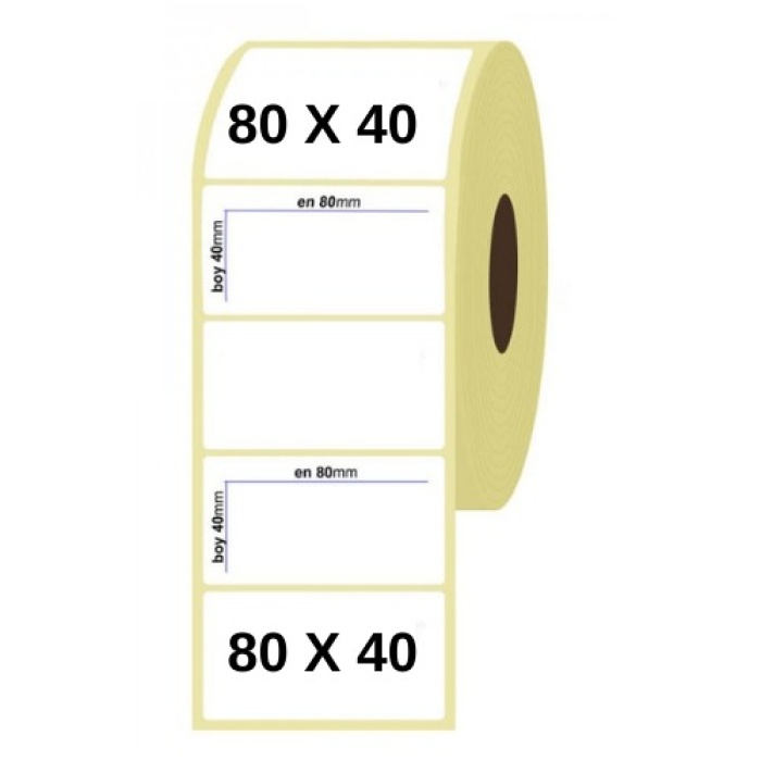 Etiket 40 X 80 Termal Barkod Etiketi Beyaz 1000 Sarım