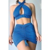 Night Light Kadın Mavi Mini Fantezi Erotik Elbise 1055