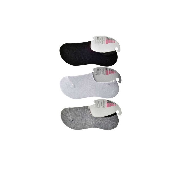 Siyah Gri ve Beyaz Kadın Babet Çorap 15 çift