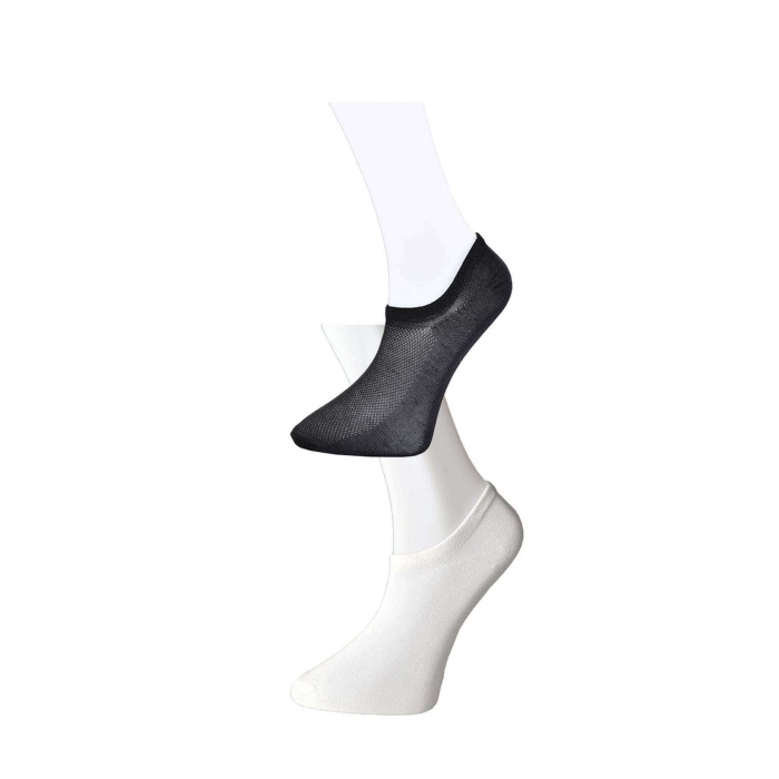 Siyah ve Beyaz Erkek Görünmez Çorap 15 çift