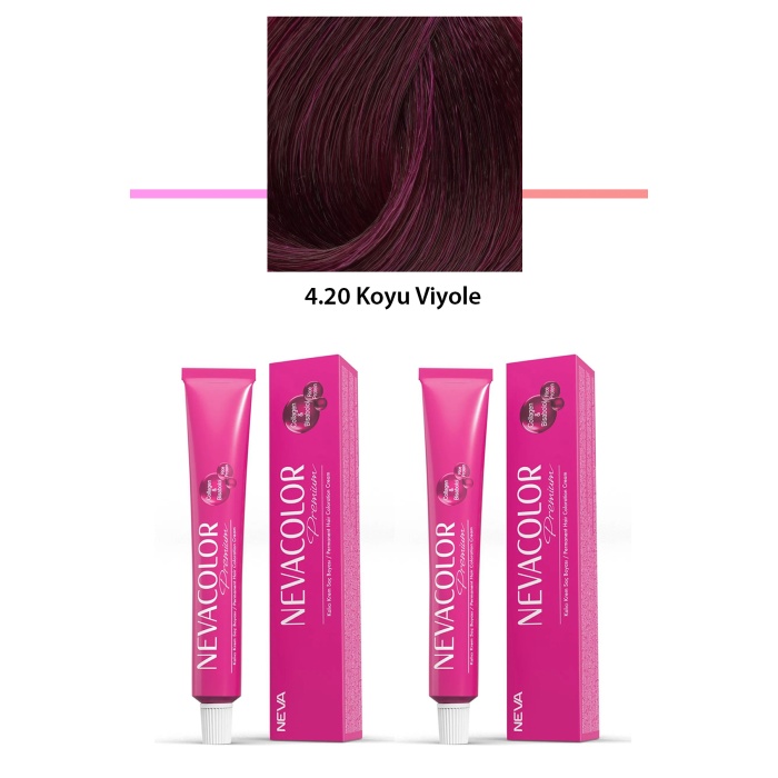 2 li Set Premium 4.20 Koyu Viyole - Kalıcı Krem Saç Boyası 2 X 50 g Tüp